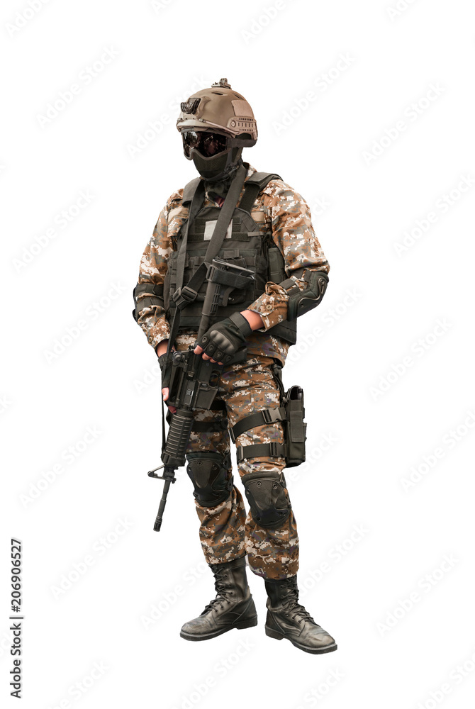 Army soldier in Protective Combat Uniform. isolated on white background. Army soldier in Protective Combat Uniform. isolated on white background.