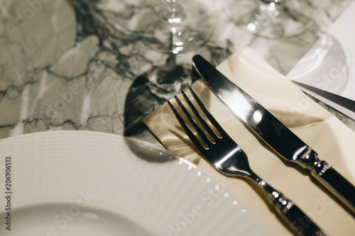 table setting for a lovey dinner .table setting . table setting for a delicious dinner photo