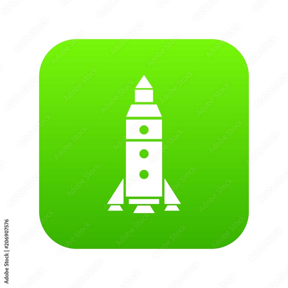 Rocket exploration icon green vector isolated on white background Rocket exploration icon green vector isolated on white background