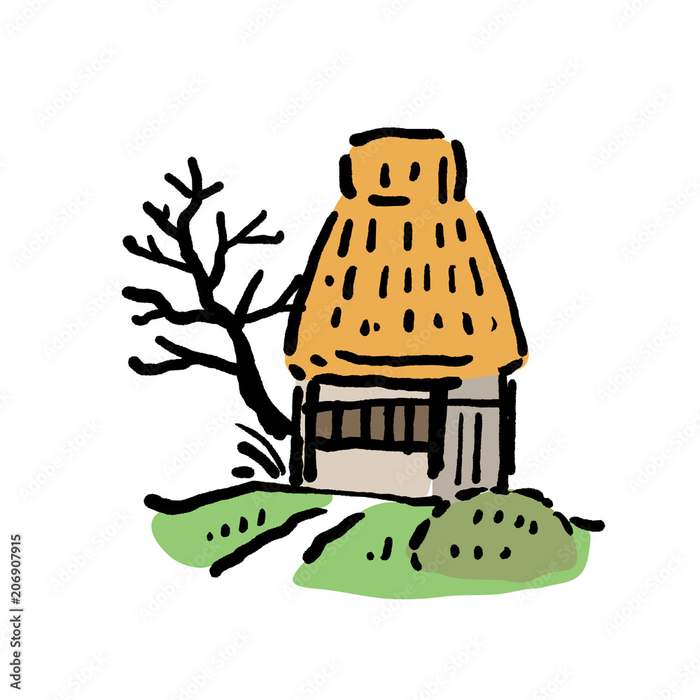 日本 田舎 古民家 イラスト Stock Vector Adobe Stock