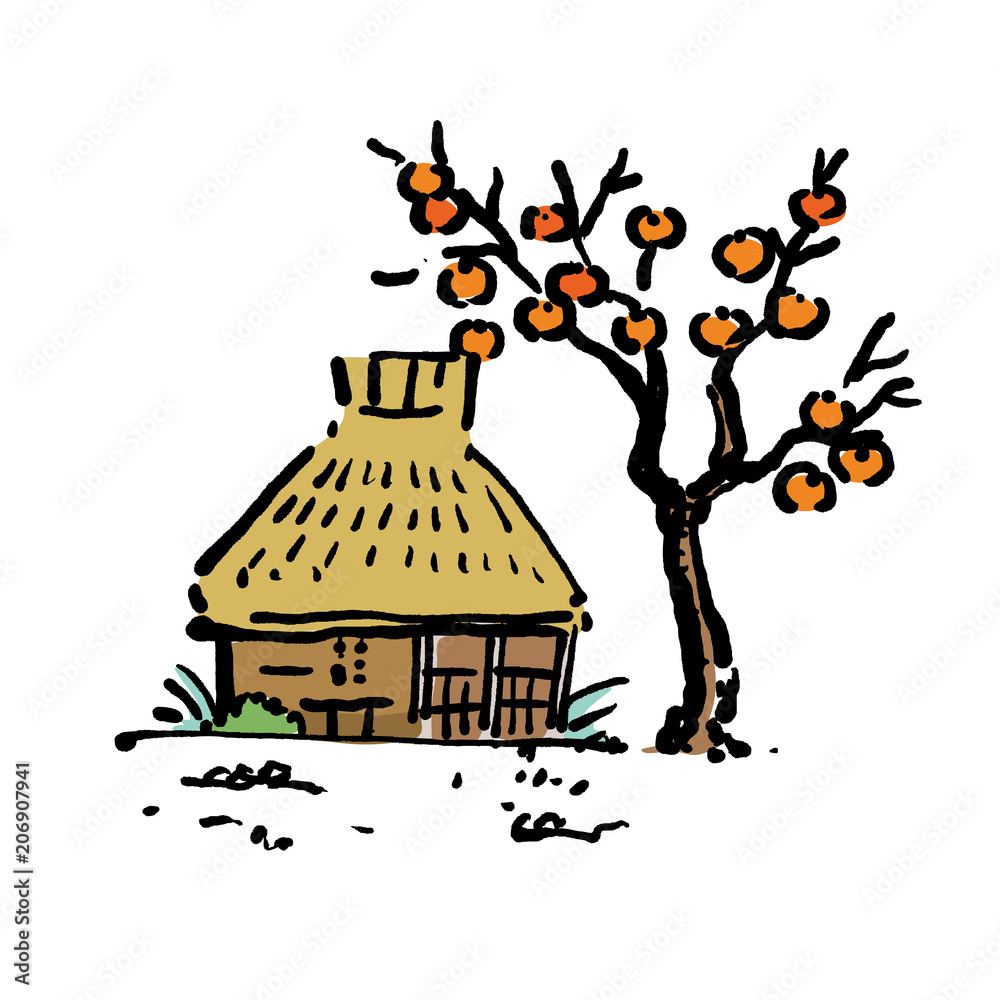 日本 田舎 古民家 イラスト Stock Vector Adobe Stock