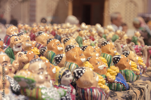 BUKHARA, UZBEKISTAN - MAY 25, 2018: Silk and Spices Festival 2018. Souvenirs shop in Bukhara, Uzbekistan. Uzbek National Souvenirs and Gifts.