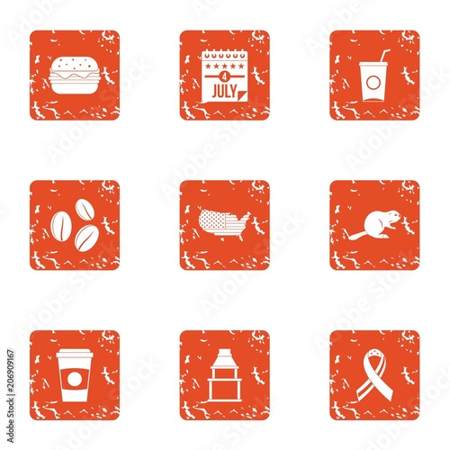 Food dose icons set. Grunge set of 9 food dose vector icons for web isolated on white background