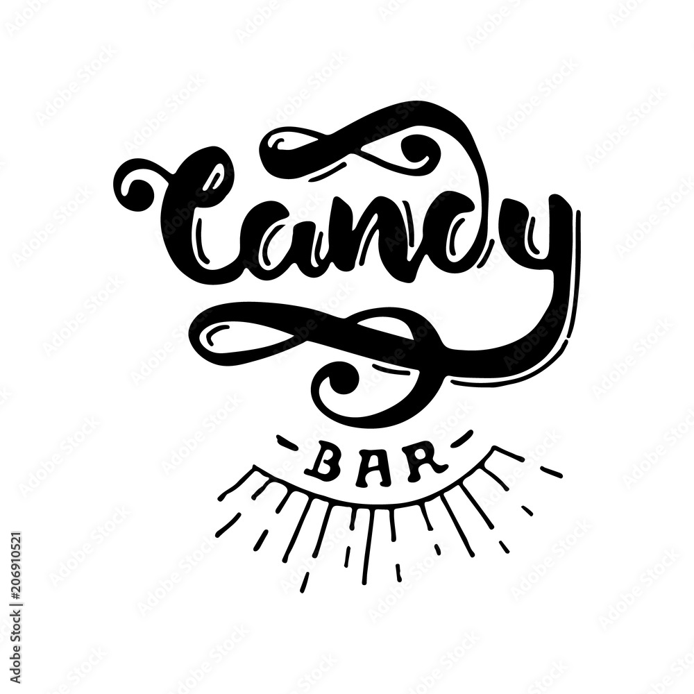 Candy bar handdrawn lettering on for web, mobile, logo, infographics, visualizations, postcards,T-shirt printing, banner, poster, promotion, advertising signboard Candy bar handdrawn lettering on for web, mobile, logo, infographics, visualizations, postcards,T-shirt printing, banner, poster, promotion, advertising signboard