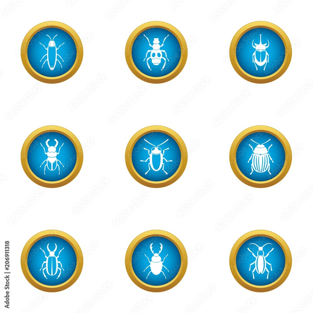 Fear of bug icons set. Flat set of 9 fear of bug vector icons for web isolated on white background Fear of bug icons set. Flat set of 9 fear of bug vector icons for web isolated on white background