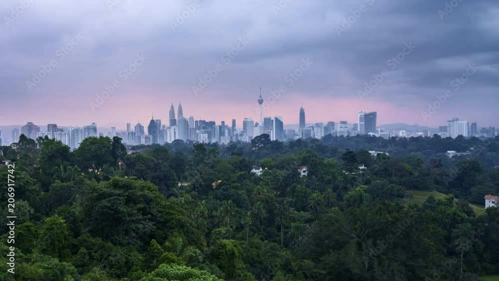 4k time lapse of sunrise at Kuala Lumpur city skyline