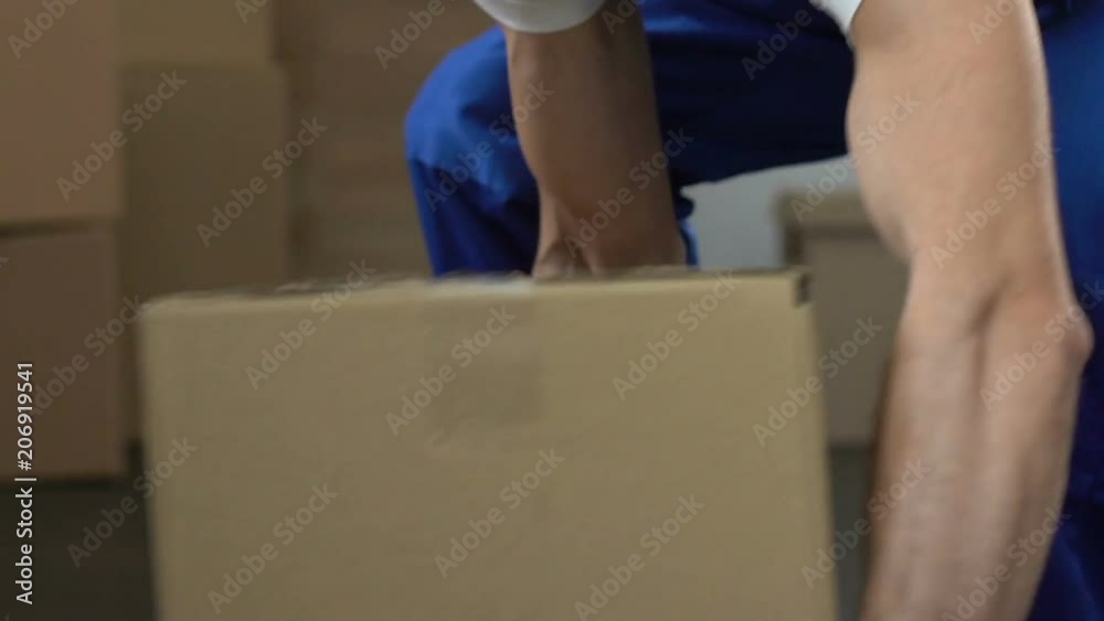 Moving service worker packing and taking out box, relocation services, migration