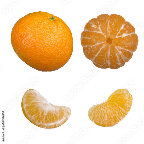 set of mandarins isolated