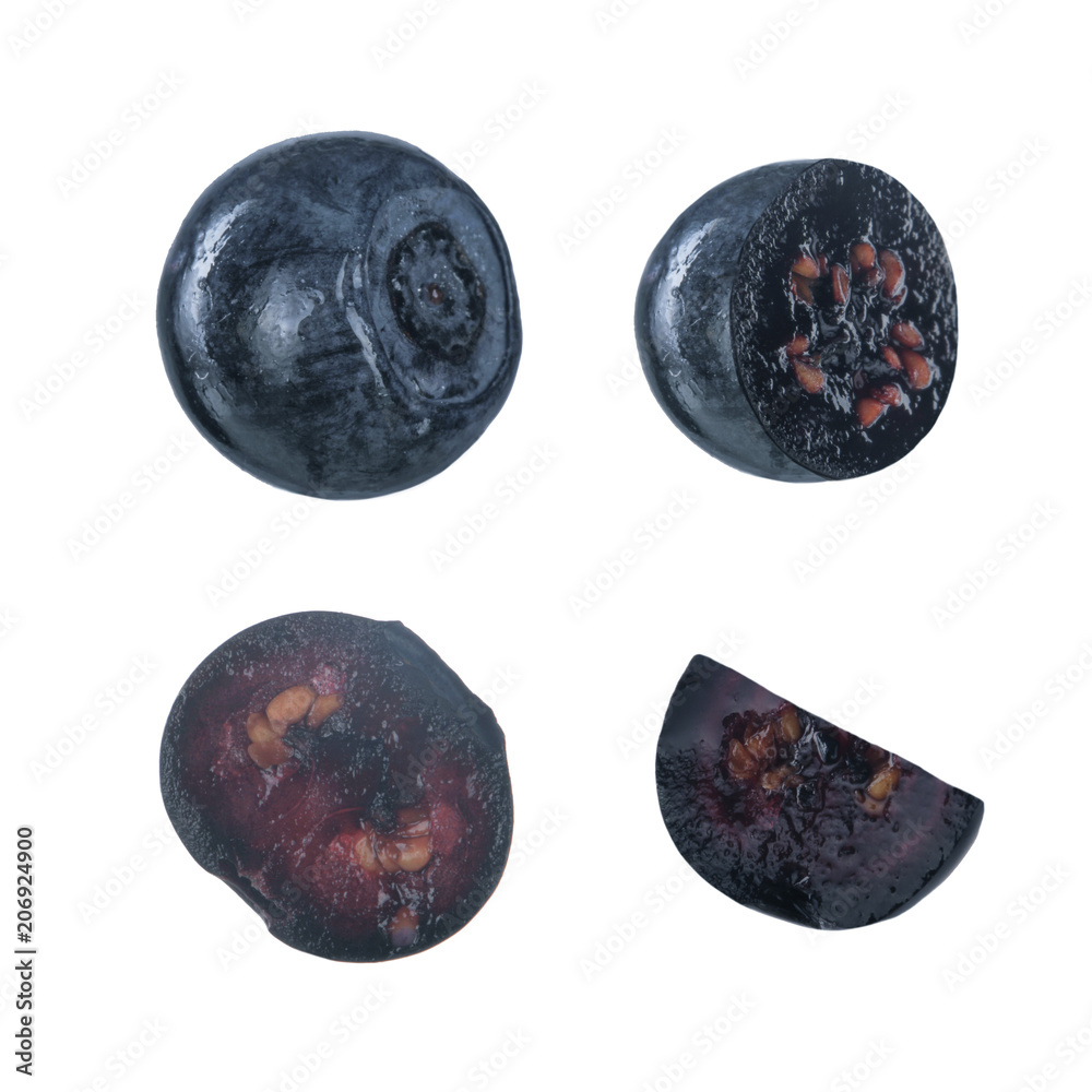 set of bilberries isolated