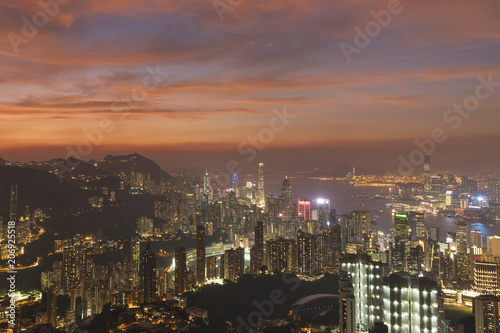 Sunset over Hong Kong City