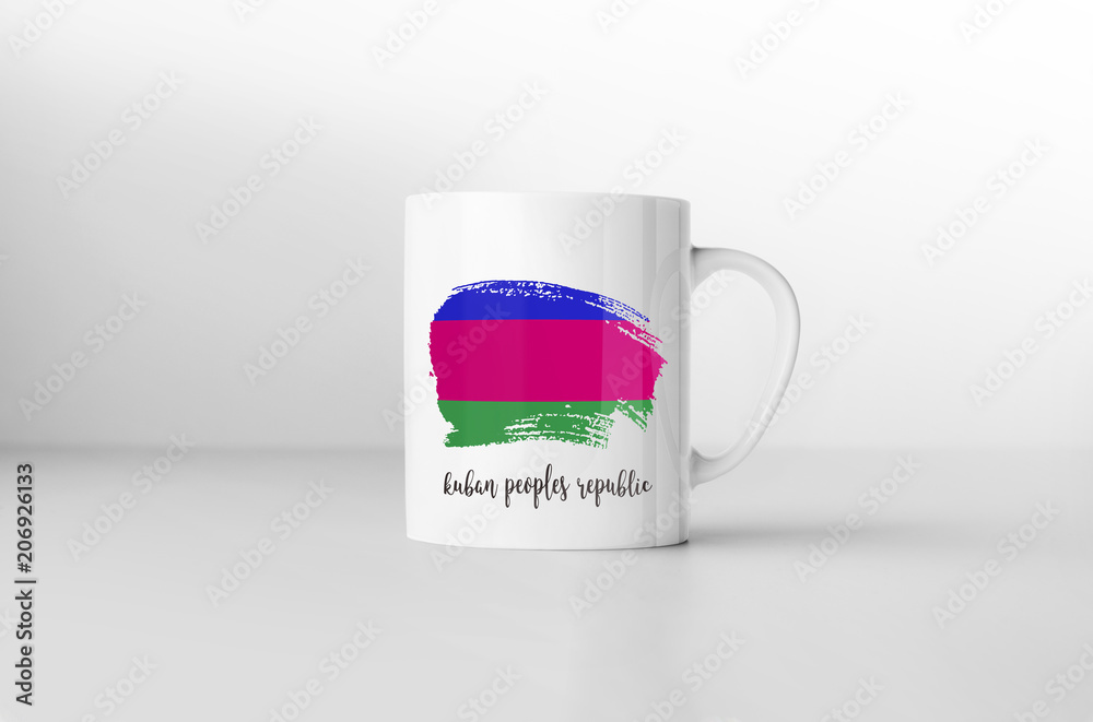 Kuban People's Republic flag souvenir mug on white background. 3 Kuban People's Republic flag souvenir mug on white background. 3