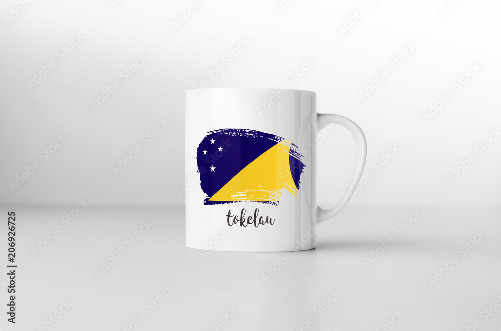 Tokelau flag souvenir mug on white background. 3D rendering. Tokelau flag souvenir mug on white background. 3D rendering.