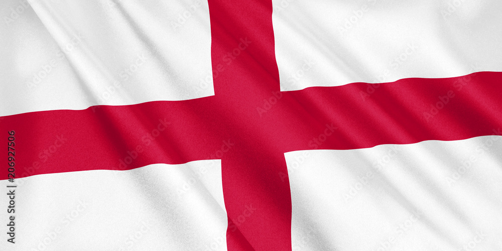 England flag waving with the wind, wide format, 3D illustration. 3D rendering. England flag waving with the wind, wide format, 3D illustration. 3D rendering.