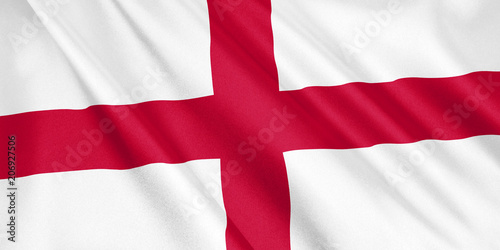 England flag waving with the wind, wide format, 3D illustration. 3D rendering.
