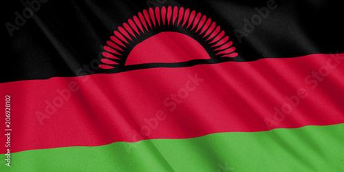 Free Download Malawi flag waving with the wind, wide format, 3D illustration. 3D rendering. - GFXLoad