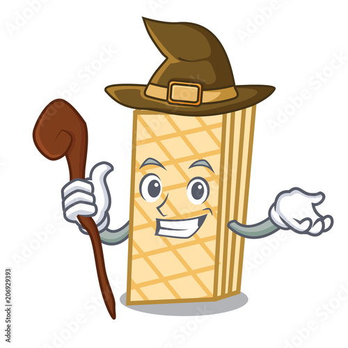 Witch waffle mascot cartoon style