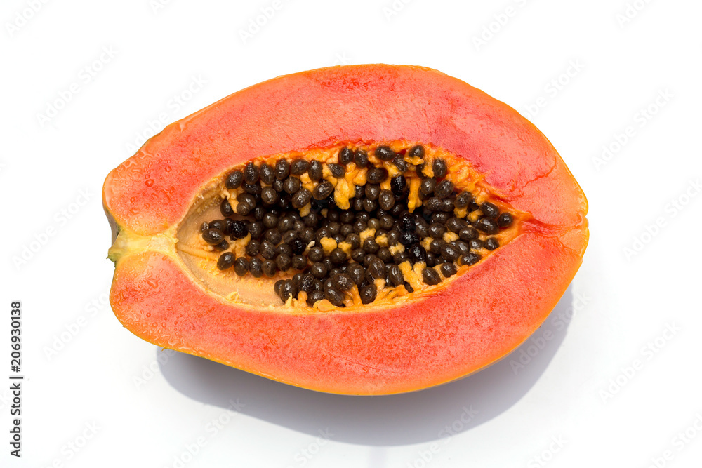 Ripe slices of sweet papaya on white background Ripe slices of sweet papaya on white background
