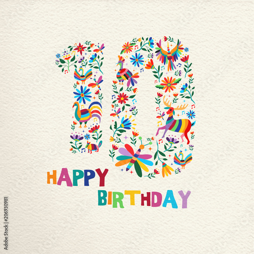 Happy birthday 10 ten years flower decoration