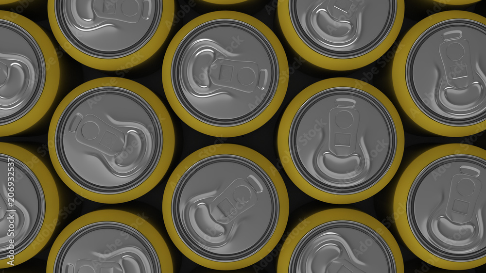 Big yellow soda cans on white background Big yellow soda cans on white background