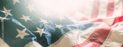 Close-up banner of american flag stars and stripes