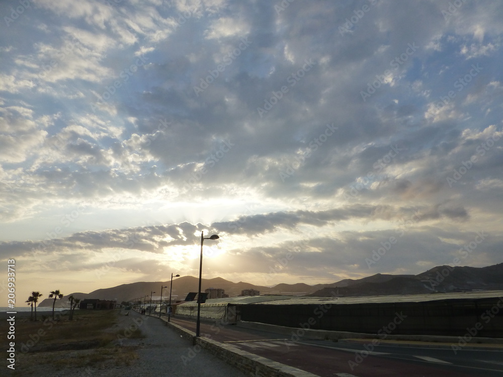 Fototapeta premium Calahonda y El cabo Sacratif entre Motril y Gualchos, situado en la costa mediterránea de Granada (Andalucia,España)
