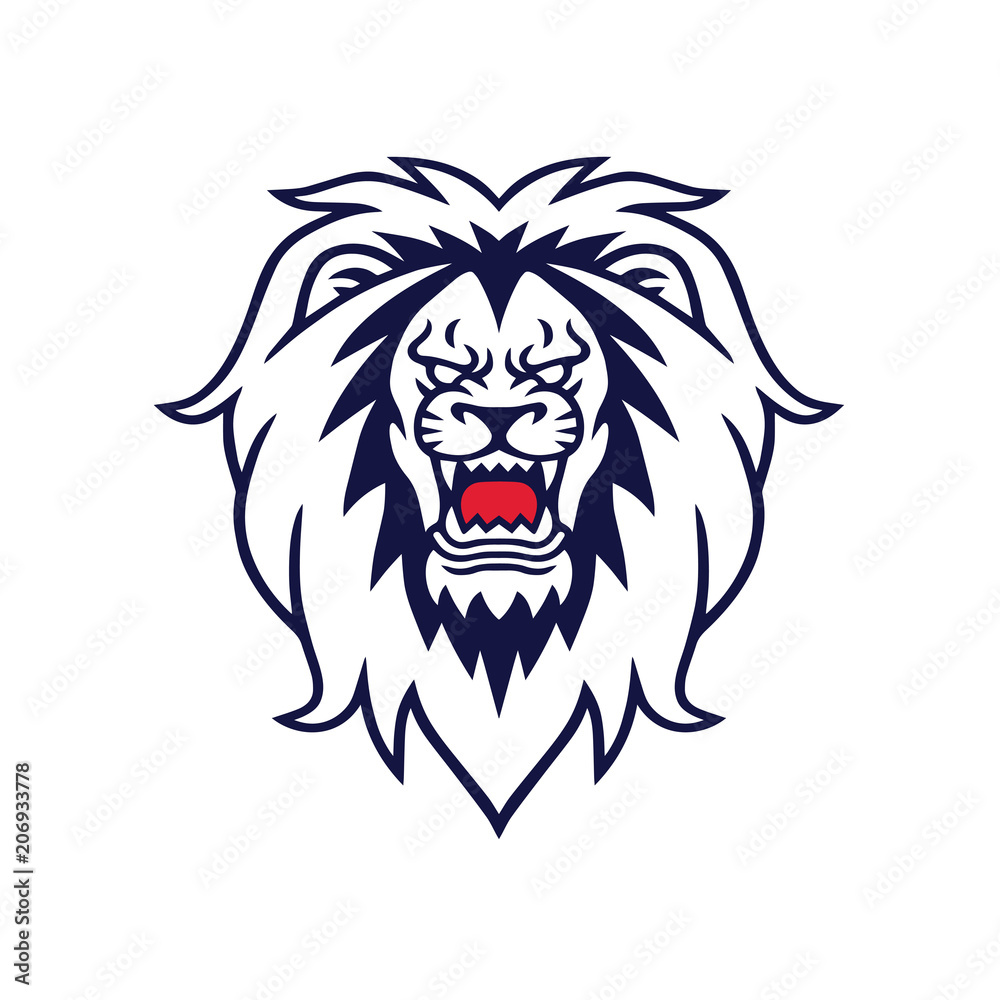 Obraz premium Angry Lion Roaring Logo Design Template Vector Mascot Illustration
