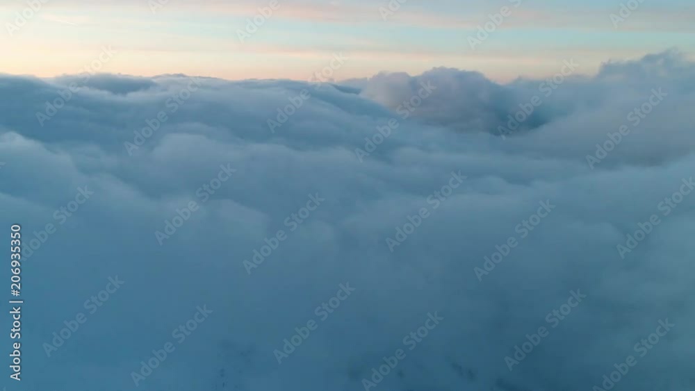 Flight over real dusk clouds Flight over real dusk clouds