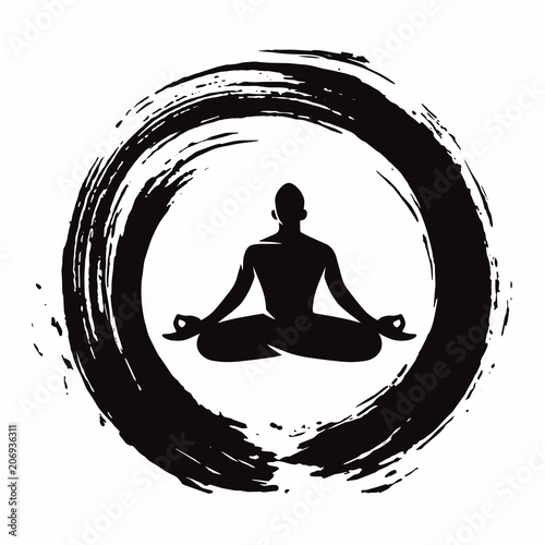 Meditation Zen Circle Vector Brush Illustration