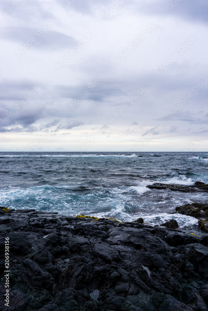 Hawaiian Black Sand Beach Shore