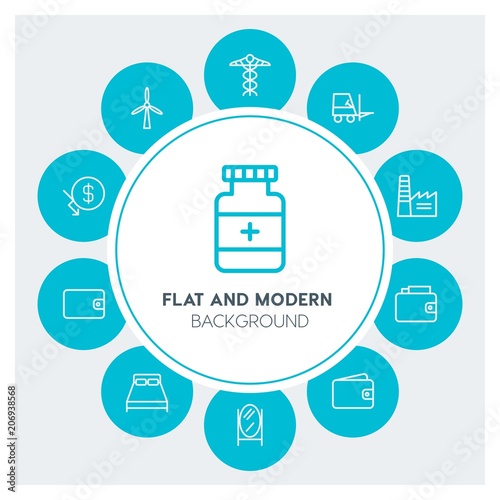 industry, health, hotel, money Infographic Circle outline Icons Set. Contains such Icons as  business,  website,  elements,  background,  pattern,  banner,  usd and more. Fully Editable. Pixel Perfect