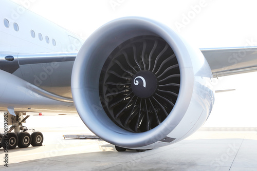 close-up on airplane engine