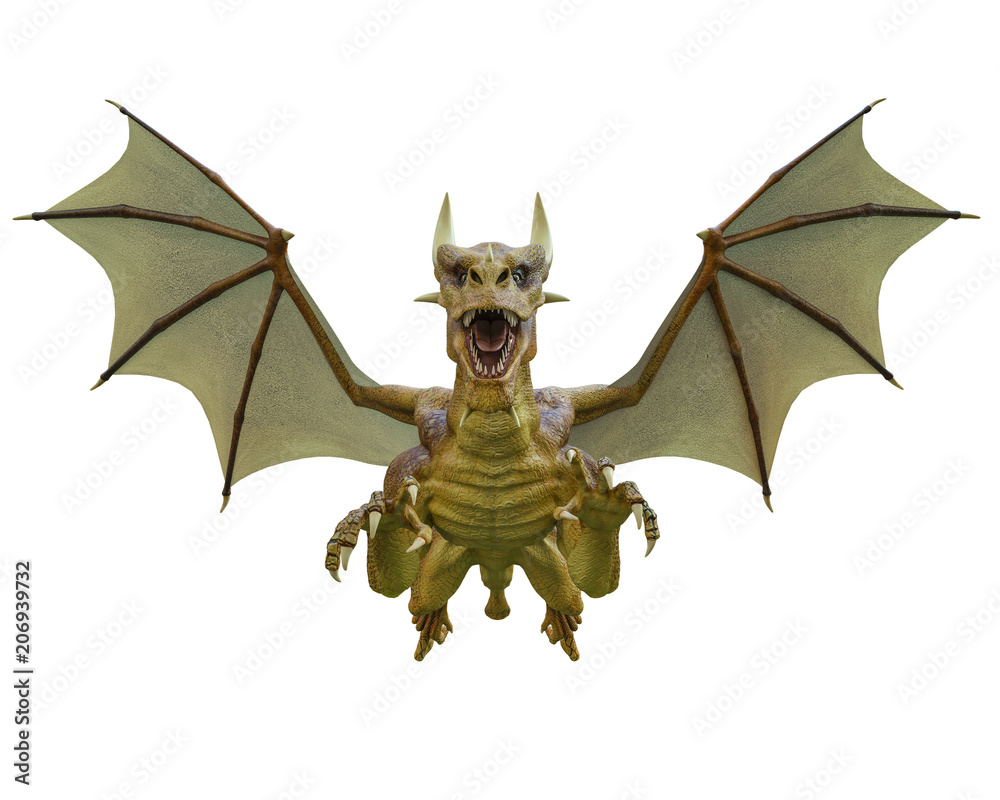 Fototapeta premium yellow dragon in a white background