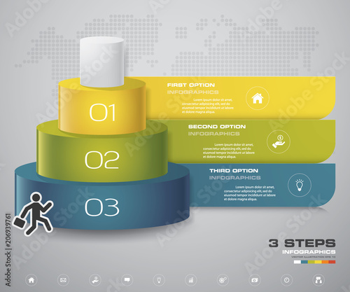3 steps layers diagram. Simple&Editable abstract design element. EPS10.