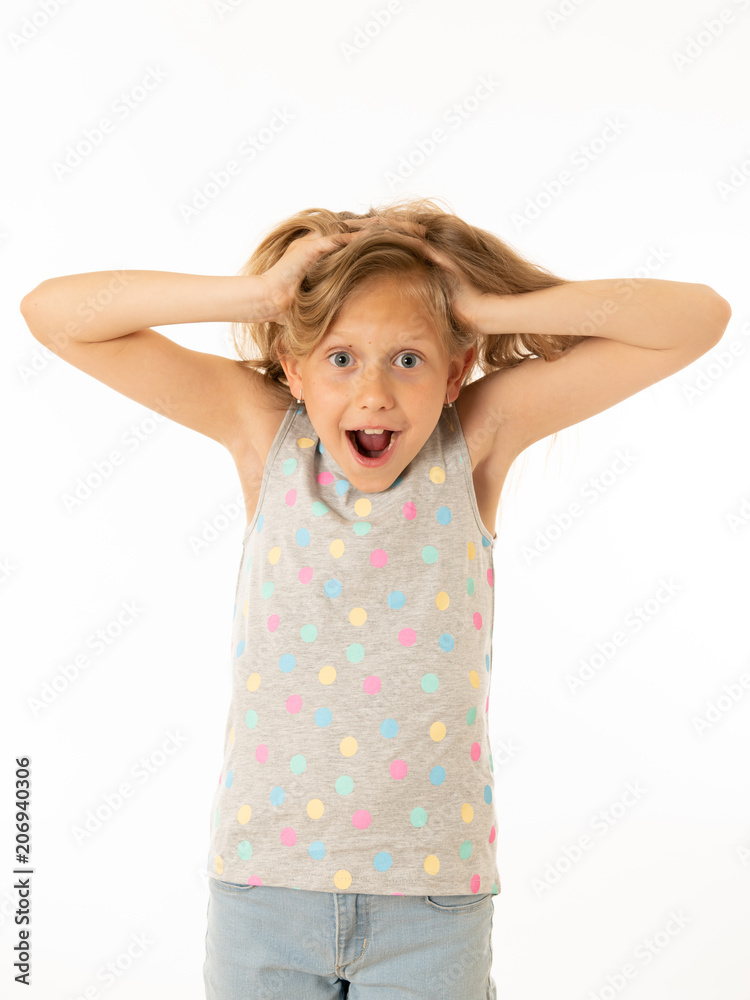Portrait of young beautiful happy, shocked,surprised girl. Human emotions and facial expression Portrait of young beautiful happy, shocked,surprised girl. Human emotions and facial expression