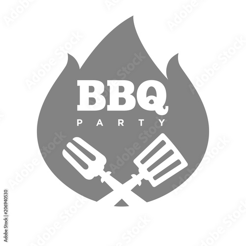 Barbecue or grill party fire flame vector icon