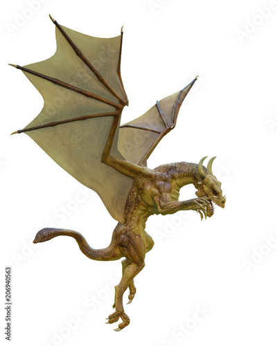 yellow dragon in a white background © DM7