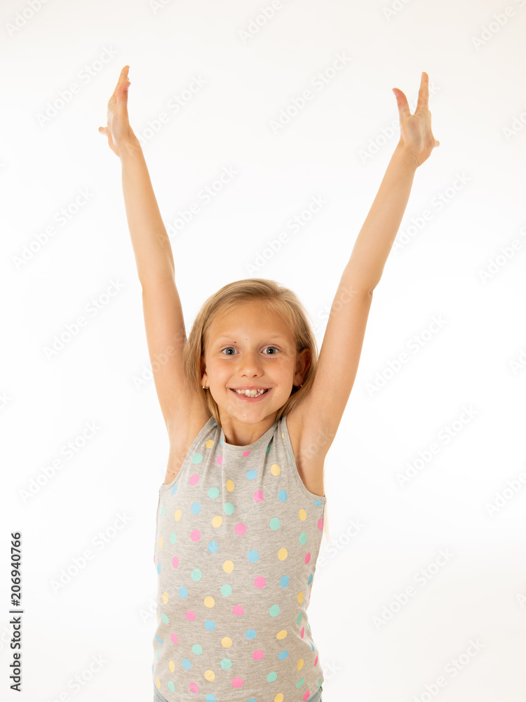 Portrait of a beautiful happy, successful girl celebrating victory. Human emotions facial expression