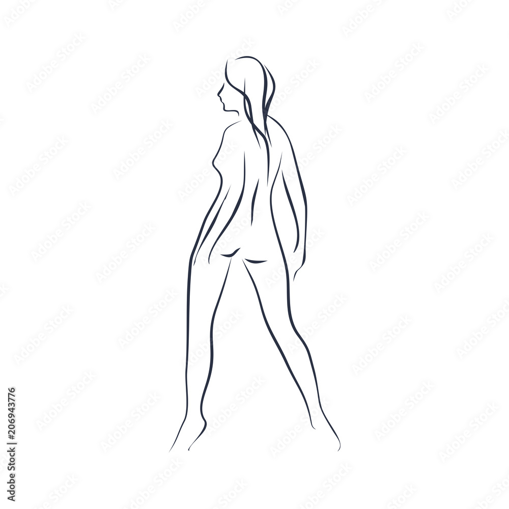 Fototapeta premium Simple sexy women silhouettes. Female figure posing.