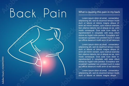 Back Pain Vector Background with Woman