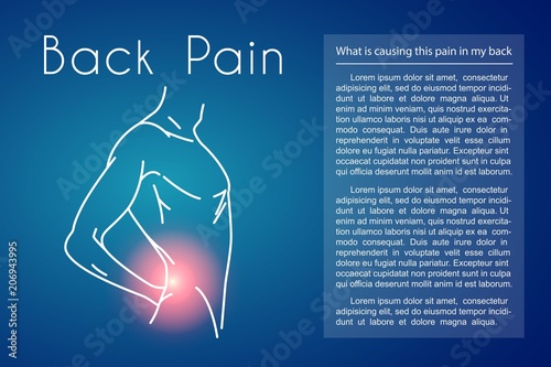 Back Pain Vector Background with Man