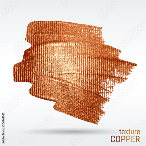 Smear with an artistic brush. Copper grunge texture. Metal. Brushstroke. A brilliant festive pattern. Light background. Vector abstract image. A high resolution.