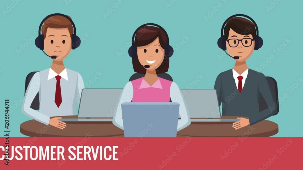 Call center agents working at office High Definition colorful animation scenes Call center agents working at office High Definition colorful animation scenes