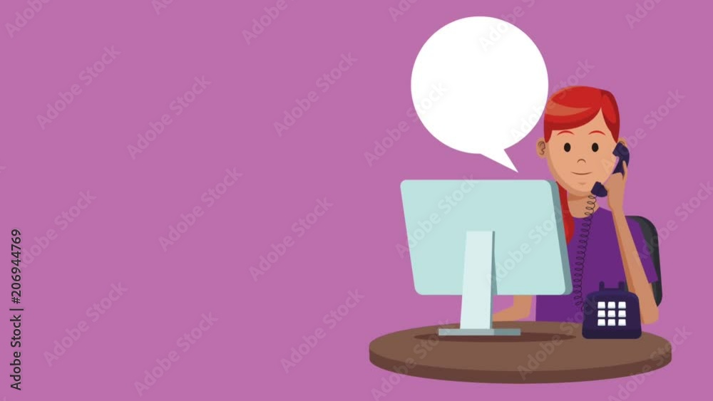 Customer calling to technical support from telephone High Definition colorful animation scenes Customer calling to technical support from telephone High Definition colorful animation scenes