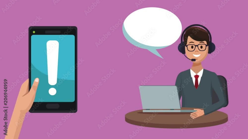 Call center agent with laptop and headset High Definition colorful animation scenes Call center agent with laptop and headset High Definition colorful animation scenes
