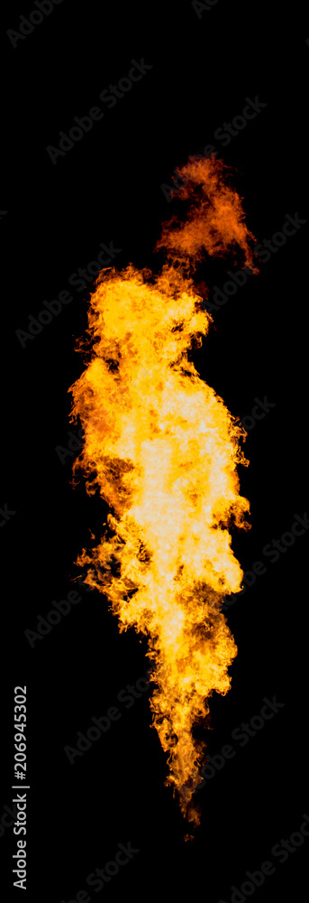 Flame column, isolated flame stream goes from gas burner. Flame column, isolated flame stream goes from gas burner.