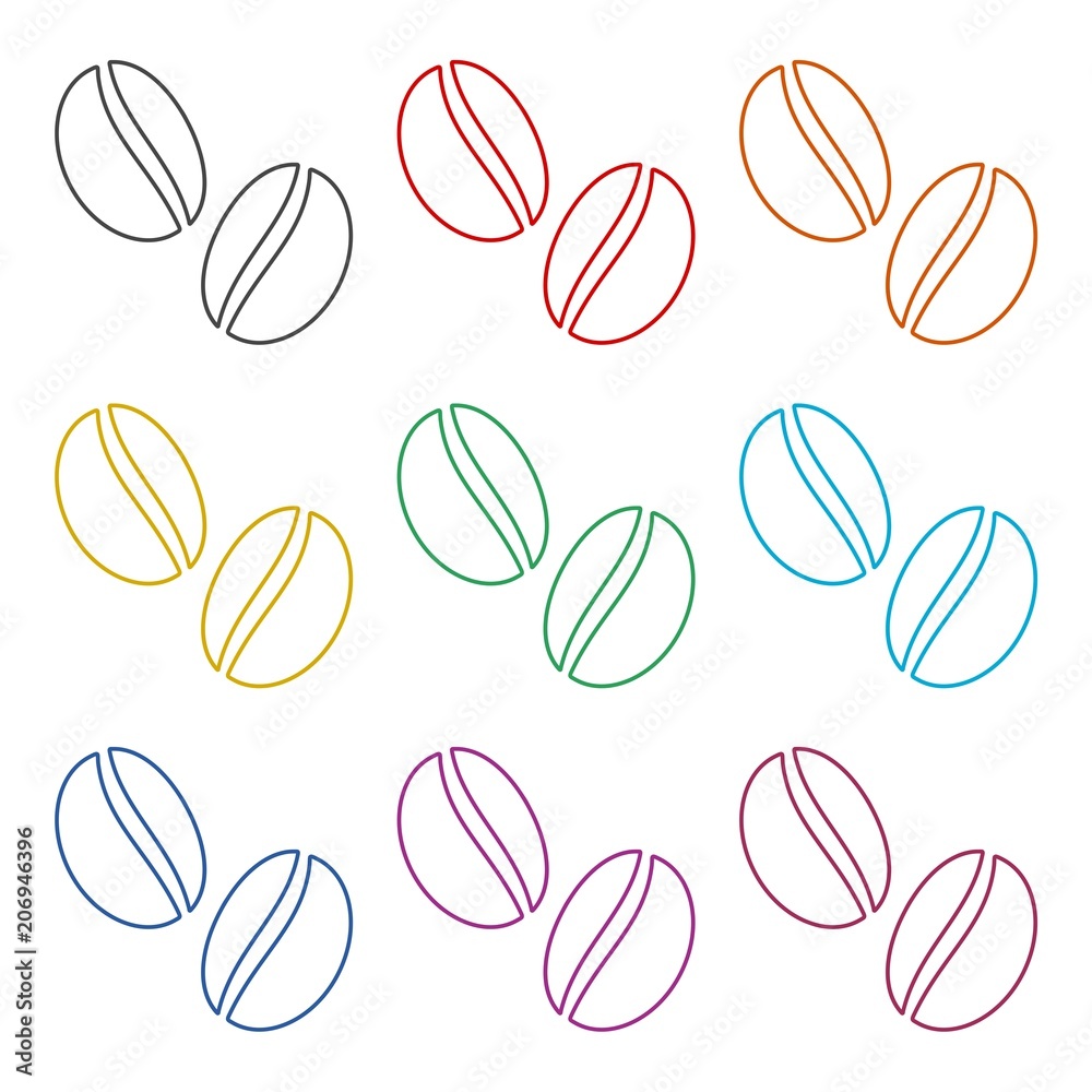 Coffee bean icon, color icons set Coffee bean icon, color icons set