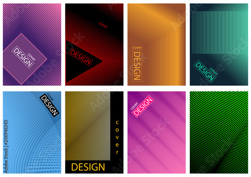 Graphic Cover Design Set in Eight Variations - Abstract Modern Geometric Illu...