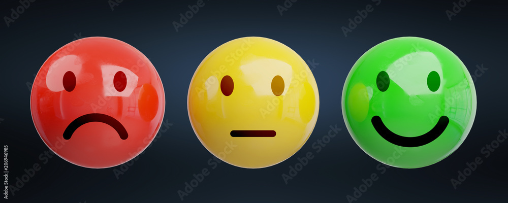 Fototapeta premium Customer satisfaction rating with smiley 3D rendering