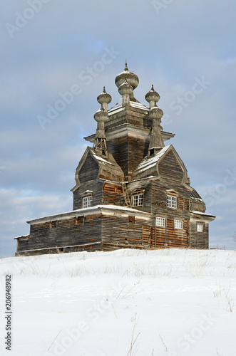 Vladimir ( Vladimirskaya ) church on the former Podporozhsky churchyard, now the tract Zherebtsova Mountain in Onega district of Arkhangelsk region. 1757 year of construction photo