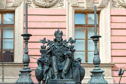 RUSSIA, SAINT PETERSBURG - AUGUST 18, 2017: Monument to the Russian Emperor Paul I in the courtyard of the Mikhailovsky Castle photo